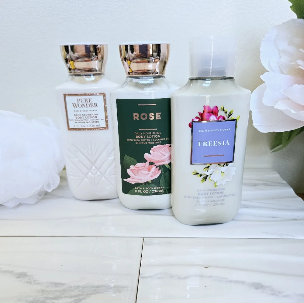 Body Lotion Set - Freesia, Rose, Pure Wonder Bath & Body Works Nwt
